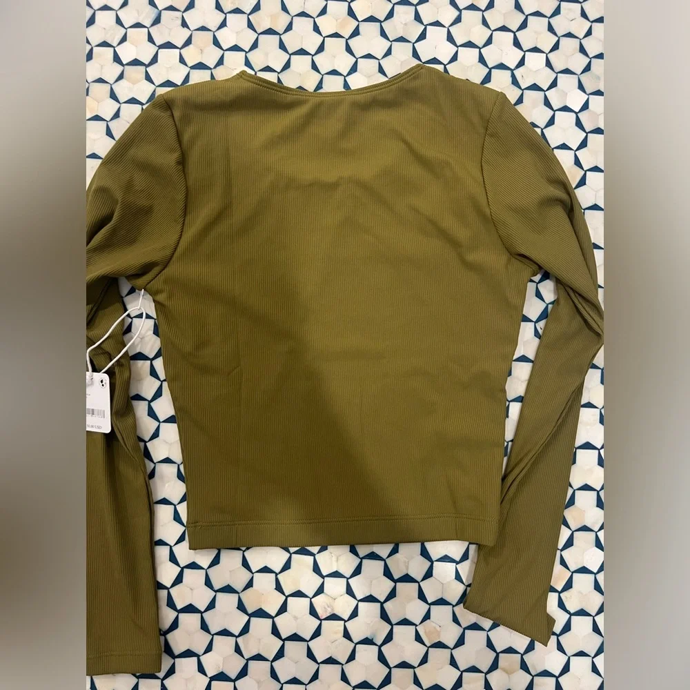 Abysse green Poppler Crop Rash Guard Top sz small - Picture 3 of 3